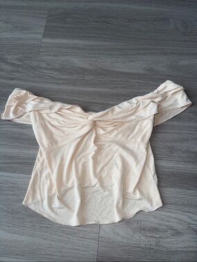 Off-Shoulder Cream Women's Top with Twist Front